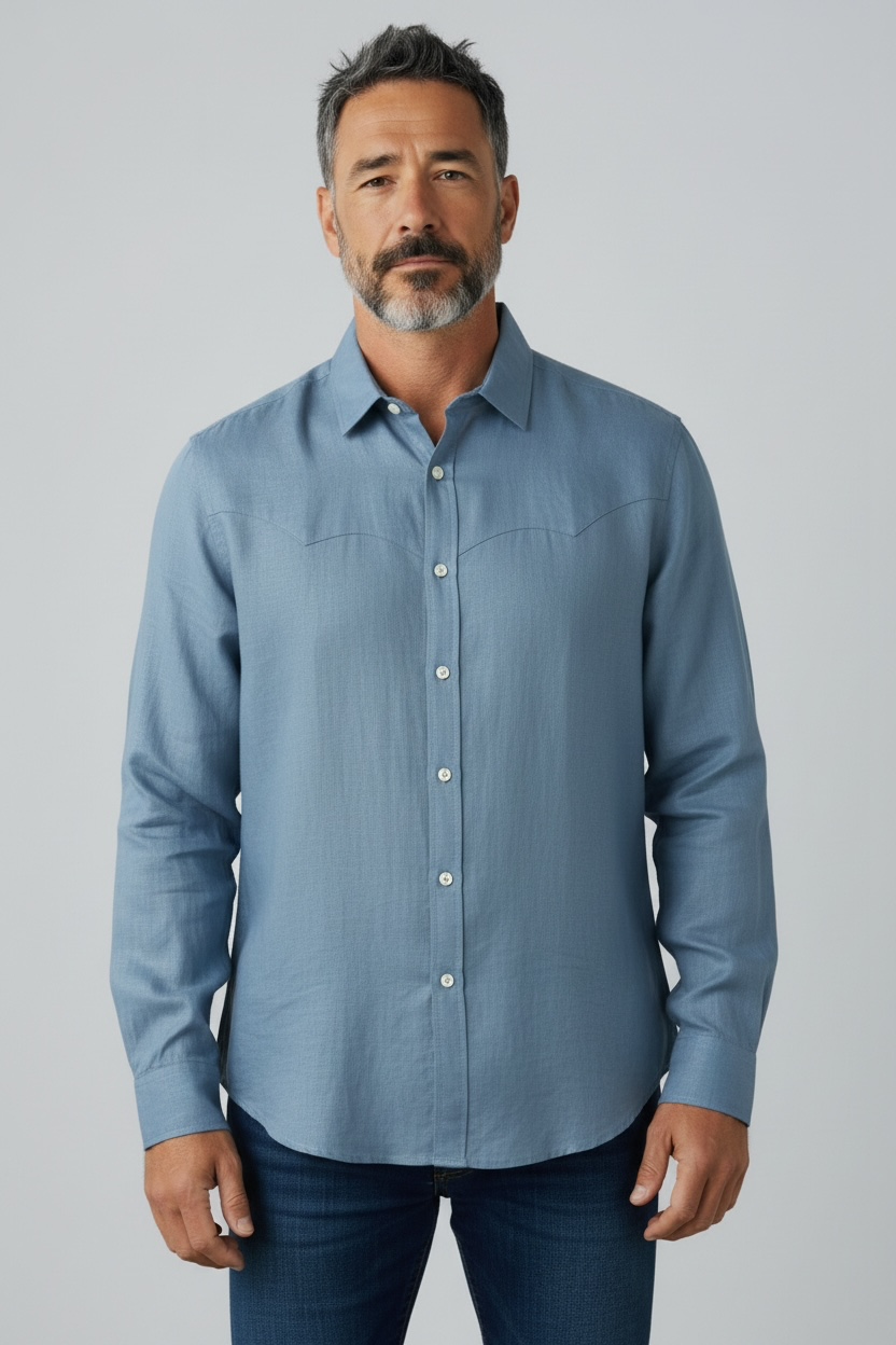 Mahébourg Blue organic hemp shirt