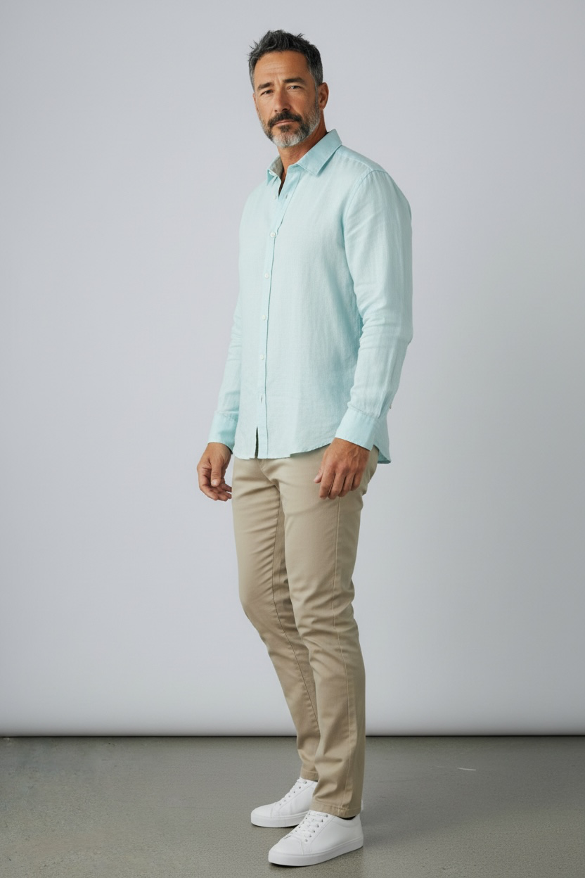 Île aux Cerfs Blue organic hemp shirt