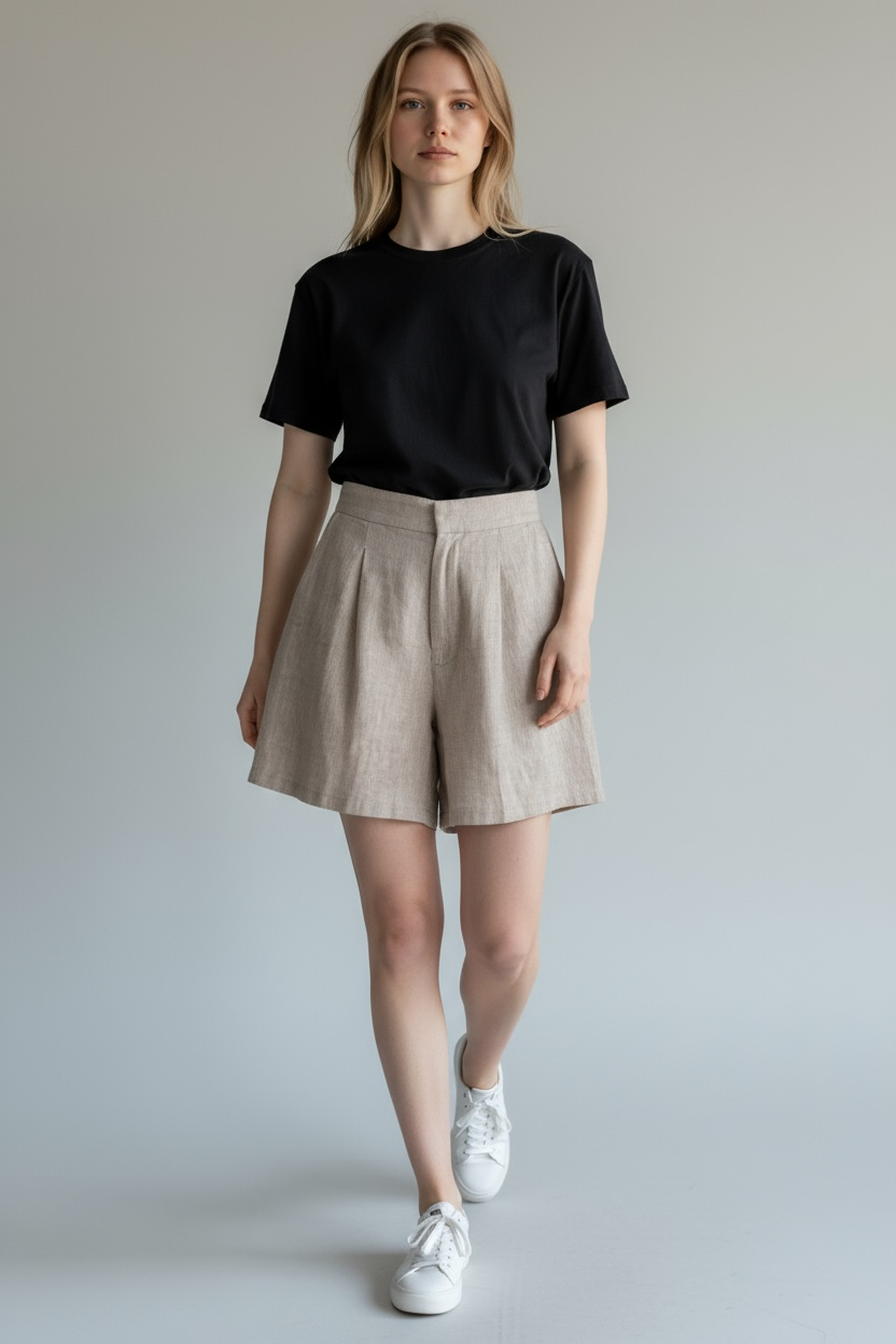 High-Waisted Pleated Shorts – Effortless Style & Comfort