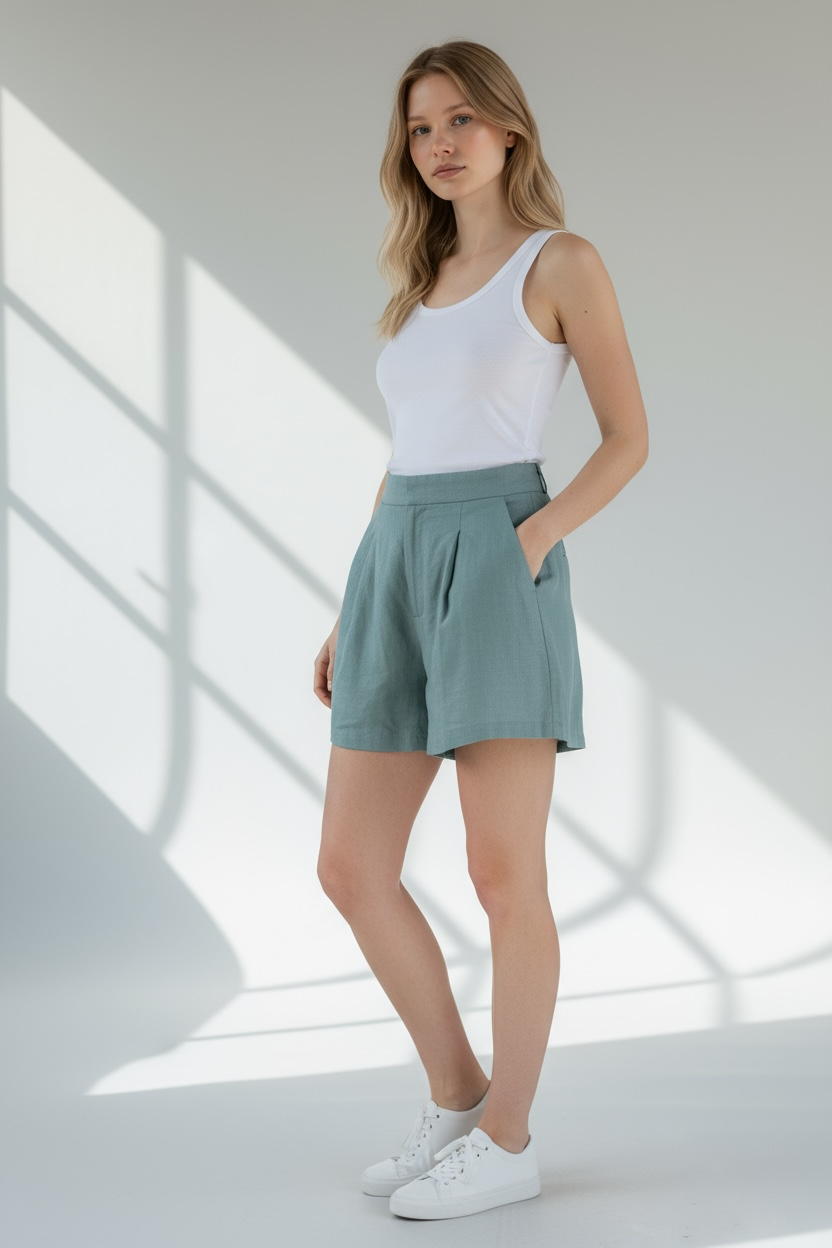 High-Waisted Pleated Shorts – Effortless Style & Comfort